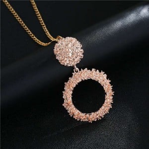 High Fashion Hoop Dangling Pendant Design Women Costume Necklace - Rose Gold