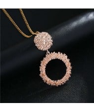 High Fashion Hoop Dangling Pendant Design Women Costume Necklace - Rose Gold