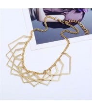 Unique Irregular Shape Hollow Style Women Bib Necklace - Golden