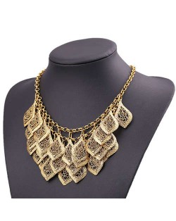 Multi-layer Hollow Leaves Vintage Bold Fashion Women Bib Necklace - Copper