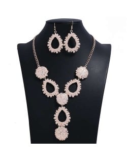 Waterdrops Design Bold Fashion Necklace and Earrings Set - Rose Gold