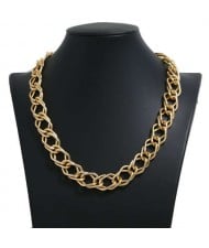 18k Gold Plated Plain Chain Design Costume Alloy Necklace