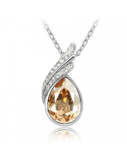 Paradise Water-drop Design Champagne Crystal Pendant Necklace
