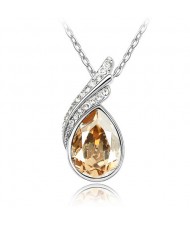 Paradise Water-drop Design Champagne Crystal Pendant Necklace