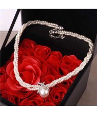 Graceful Pearl Fashion Short Women Costume Necklace - White