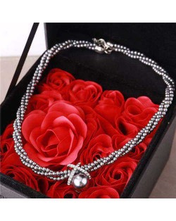 Graceful Pearl Fashion Short Women Costume Necklace - Gray