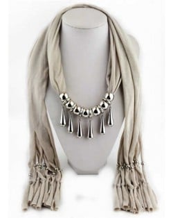 Waterdrops Design Alloy Pendants Women Scarf Necklace - Khaki