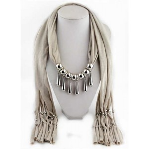 Waterdrops Design Alloy Pendants Women Scarf Necklace - Khaki