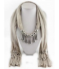 Waterdrops Design Alloy Pendants Women Scarf Necklace - Khaki