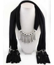Waterdrops Design Alloy Pendants Women Scarf Necklace - Black