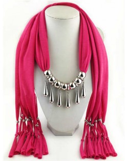 Waterdrops Design Alloy Pendants Women Scarf Necklace - Rose