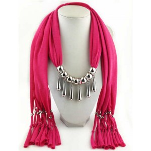 Waterdrops Design Alloy Pendants Women Scarf Necklace - Rose