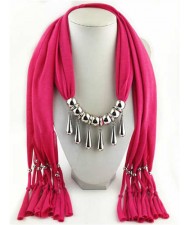 Waterdrops Design Alloy Pendants Women Scarf Necklace - Rose