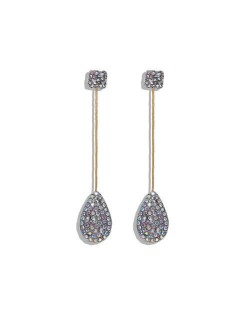 Rhinestone Shining Dangling Waterdrop Event Style Women Statement Earrings