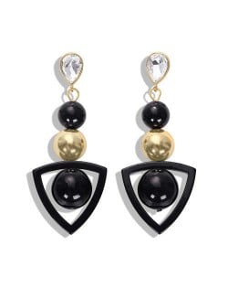 Resin Gems Dangling Beads Cluster Design Women Fashion Earrings - Black