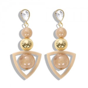 Resin Gems Dangling Beads Cluster Design Women Fashion Earrings - White