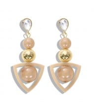 Resin Gems Dangling Beads Cluster Design Women Fashion Earrings - White
