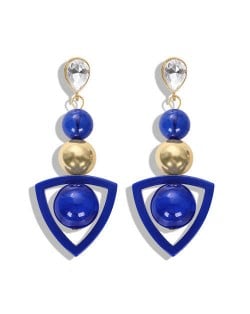 Resin Gems Dangling Beads Cluster Design Women Fashion Earrings - Royal Blue