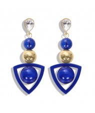 Resin Gems Dangling Beads Cluster Design Women Fashion Earrings - Royal Blue