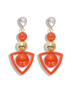 Resin Gems Dangling Beads Cluster Design Women Fashion Earrings - Orange