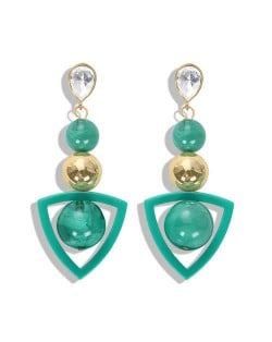 Resin Gems Dangling Beads Cluster Design Women Fashion Earrings - Green