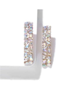 Shining Rhinestone Bar Shape Women Statement Earrings