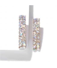 Shining Rhinestone Bar Shape Women Statement Earrings