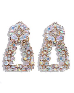 Luxurious Glistening Floral Triangle Design Women Costume Earrings