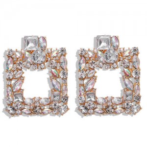 Luxurious Style Shining Square Design Alloy Women Fashion Earrings