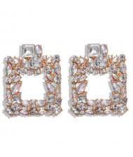 Luxurious Style Shining Square Design Alloy Women Fashion Earrings