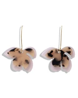 Resin Flower Dangling Fashion Women Statement Earrings - Pink