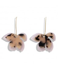 Resin Flower Dangling Fashion Women Statement Earrings - Pink