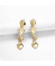 Coarse Alloy Pieces Cluster Dangling Golden Fashion Earrings