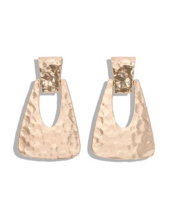 Coarse Texture Bold Fashion Hollow Trapezoid Design Women Fashion Earrings - Rose Gold