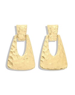 Coarse Texture Bold Fashion Hollow Trapezoid Design Women Fashion Earrings - Golden