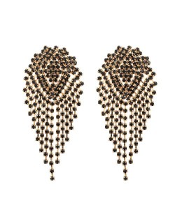 Glistening Rhinestone Bold Fashion Women Tassel Earrings - Green