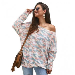 Long Sleeves Casual Style Camouflage Parttern Winter Fashion Women Shirt/ Top - Pink