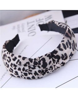 Korean Fashion Leopard Prints Bowknot Design Women Cloth Hair Hoop - White