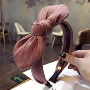Cloth Bowknot Graceful Style Korean Fashion Women Hair Hoop - Pink