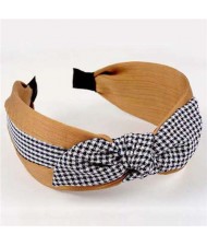 Lattice Bowknot Design Korean Fashion Cloth Women Hair Hoop - Khaki