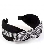 Lattice Bowknot Design Korean Fashion Cloth Women Hair Hoop - Black