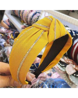Paillettes Embellished Knot Fashion Cloth Women Hair Hoop - Yellow