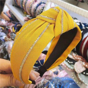 Paillettes Embellished Knot Fashion Cloth Women Hair Hoop - Yellow