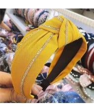 Paillettes Embellished Knot Fashion Cloth Women Hair Hoop - Yellow