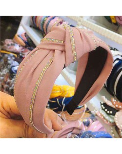 Paillettes Embellished Knot Fashion Cloth Women Hair Hoop - Pink