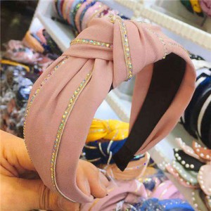 Paillettes Embellished Knot Fashion Cloth Women Hair Hoop - Pink