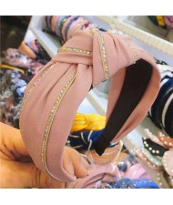 Paillettes Embellished Knot Fashion Cloth Women Hair Hoop - Pink