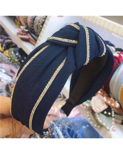 Paillettes Embellished Knot Fashion Cloth Women Hair Hoop - Dark Blue