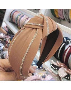 Paillettes Embellished Knot Fashion Cloth Women Hair Hoop - Coffee