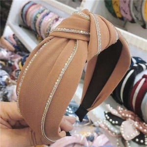 Paillettes Embellished Knot Fashion Cloth Women Hair Hoop - Coffee